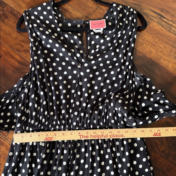 Kate Spade | Lia Black Polka Dot Jumpsuit with tie belt wide leg cropped - Picture 10 of 10